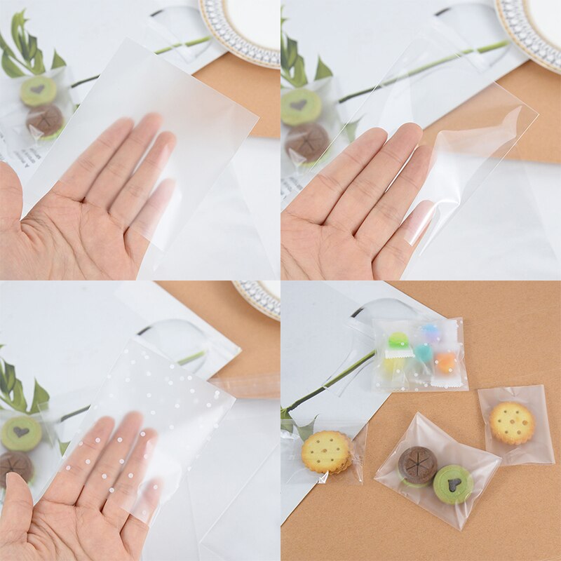 100 sztuk przezroczysty celofan torba samoprzylepne wyczyść Opp plastikowe torby na cukierki Cookie opakowania wesele małe torebki na prezent