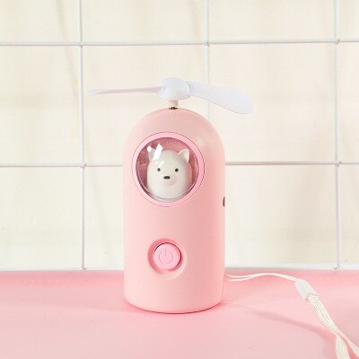 night light Unicorn fan mini fan Mini Summer electric fan cartoon cute girl Mini Fan portable USB charging fan: Bear cub 003