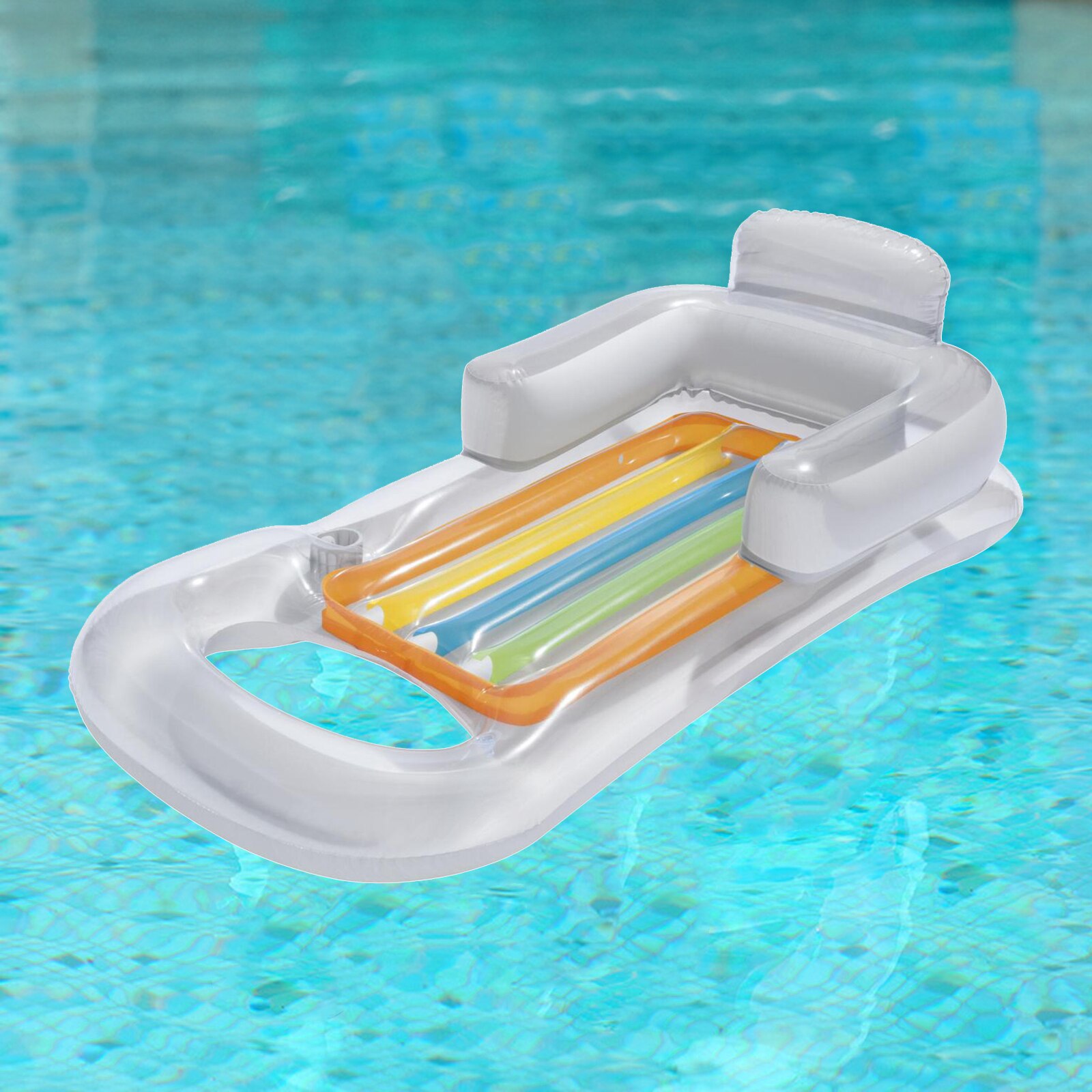 Opblaasbare Drijvende Rij Zomer Strand Zwemmen Luchtbed Zwembad Bed Fauteuil Met Bekerhouder Chaise Lounge Voor Water Party
