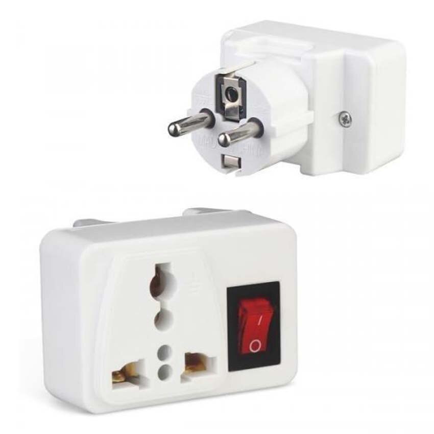 White Portable Universal Wall socket EU US UK extension socket 250V 6A 10A 125V power converter plug Adapter with on off switch: 1Way EU socket