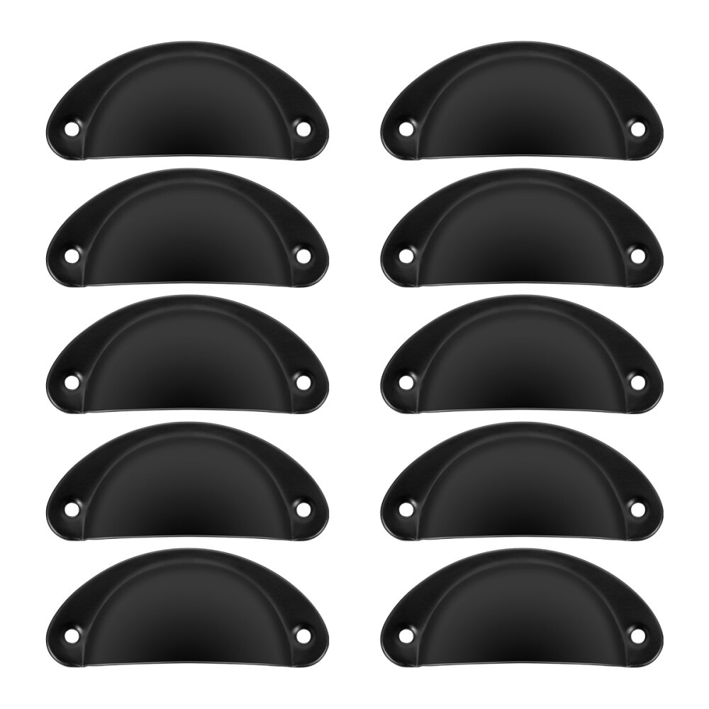 Winomo 10Pcs Vintage Decoratieve Deur Lade Handvat Ijzer Halve Cirkel Knoppen (Zwart)
