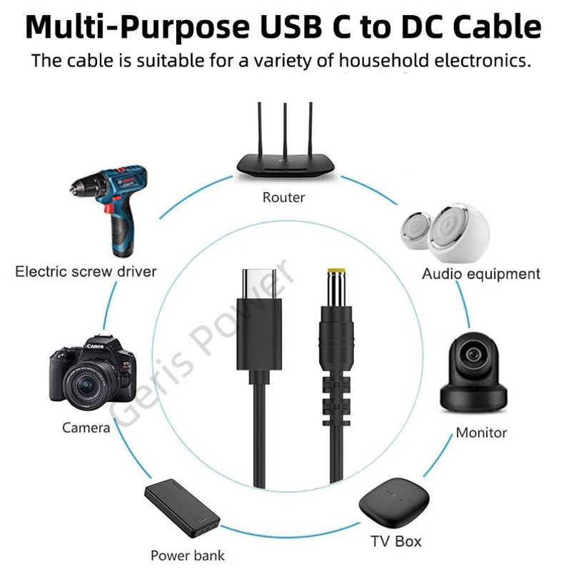 Cavo adattatore USB universale tipo C PD 9V 12V 15V DC 5.5x2.1mm 4.0x1.7mm 3.0x1.1mm cavo di alimentazione per router mini altoparlante ventola