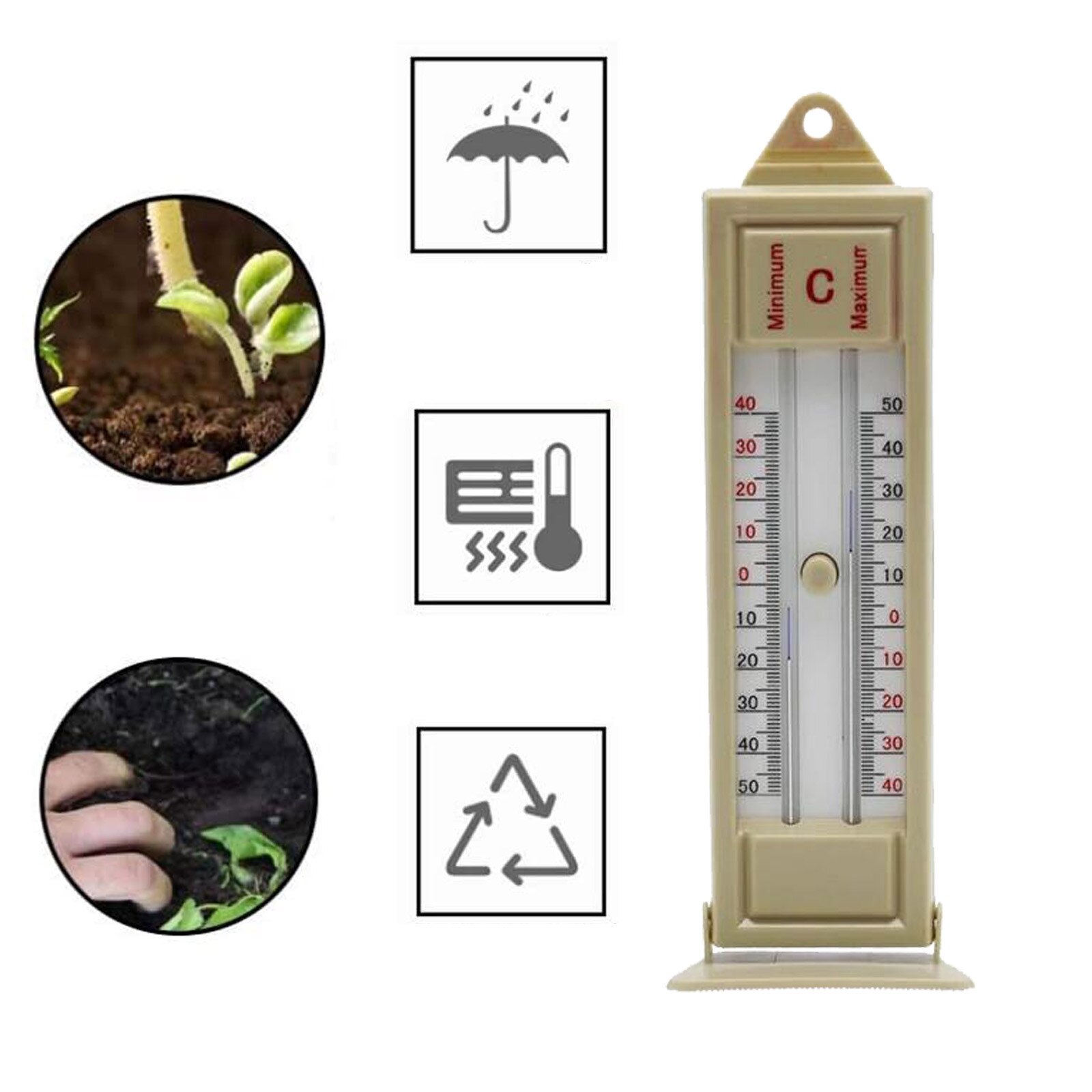 40# Maximum & Minimum Thermometer - Indoor Outdoor Garden Greenhouse Wall Temperature Monitor -40 to 50C / -40 to 120F