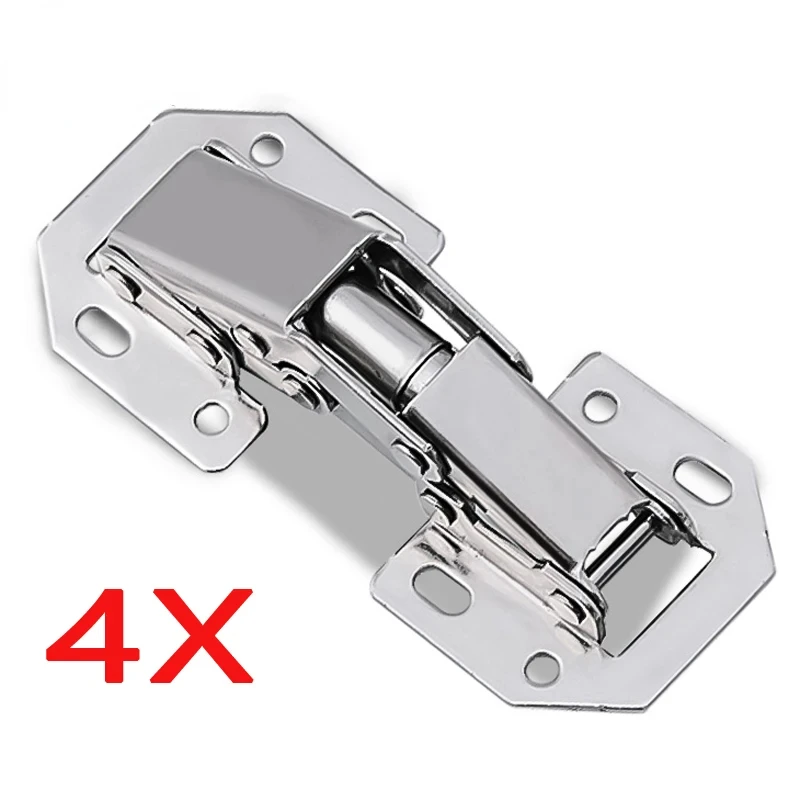 4Pieces Cabinet Hinges Drilling-free 90 Degree Hinge Cupboard Door Hydraulic Hinges Soft Close With Buffer Furniture Hardware