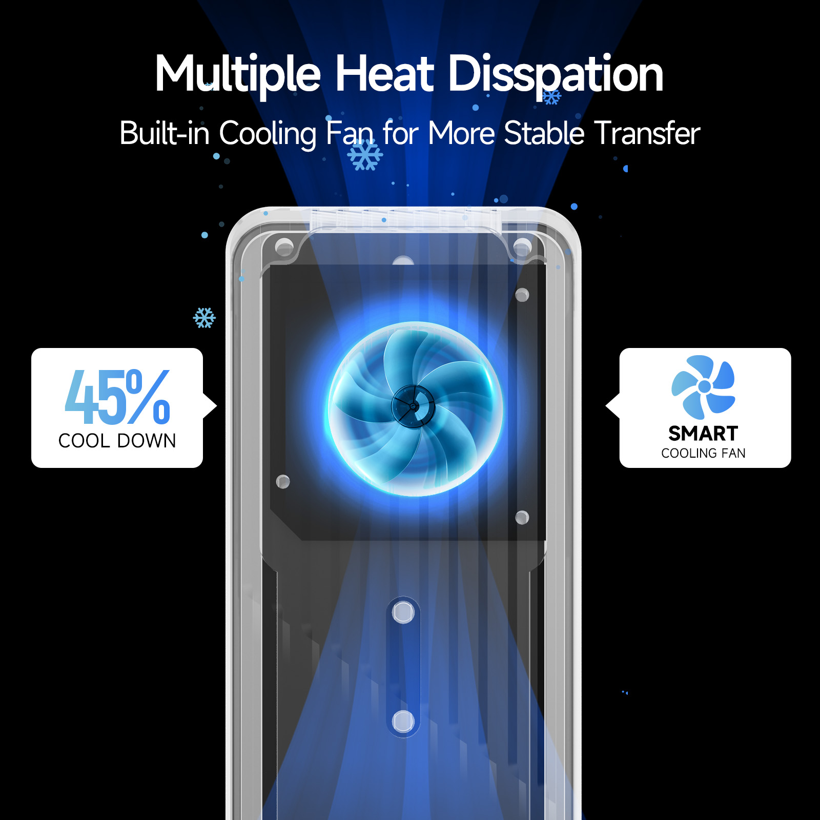 Fanxiang MD85 M.2 SSD Enclosure 10Gbps NVMe/NGFF-SATA Dual Protocol USB 3.2 Gen2 Type C SSD Case With Heat Fan SSD Disk Box