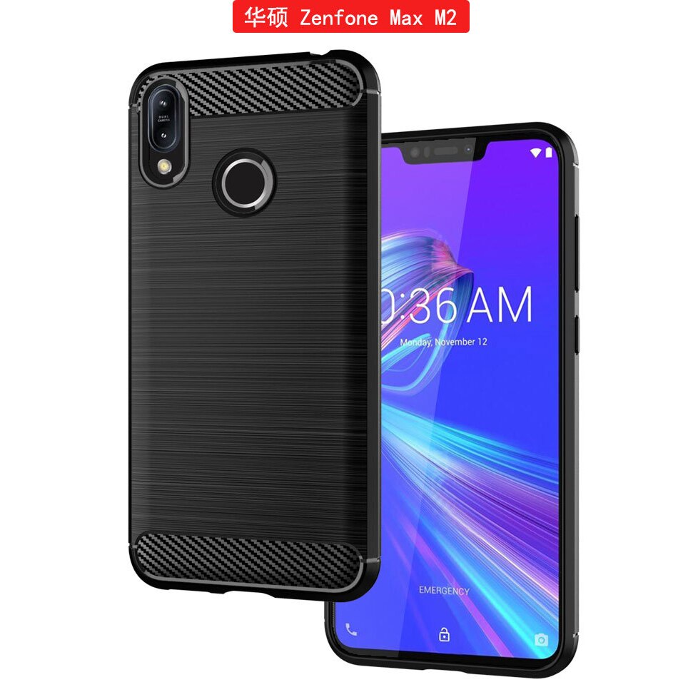 Caso de fibra de carbono para asus zenfone max pro m2 zb631kl zb632kl zb633kl caso tpu silicone macio para zenfone 6 zs630kl pára-choques