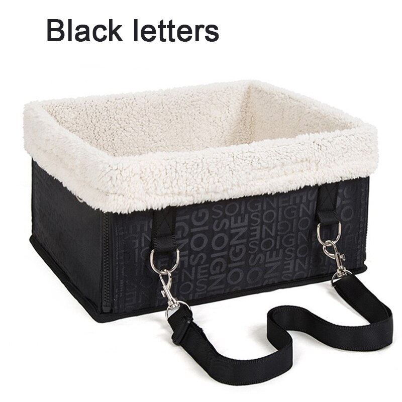 Pet Dog Car Seat Carrier Foldable Portable Safety Multifunction Car Booster Travel Bed Waterproof Puppy Dog Travel Bed For Car: Black letters / M(40X35X23CM)
