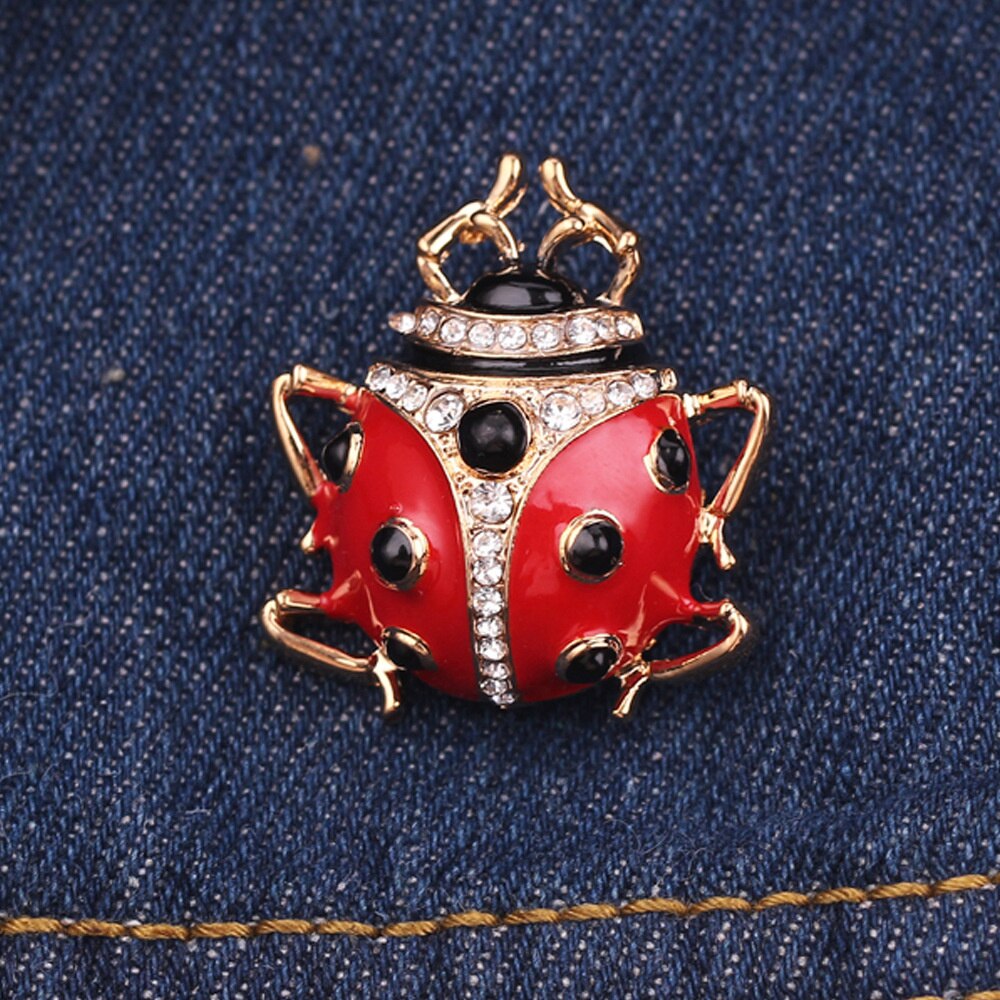 Hoogwaardige Insect Broche Animal Broche Strass Vrouwelijke Sieraden Lieveheersbeestje Broche Westerse Accessoires