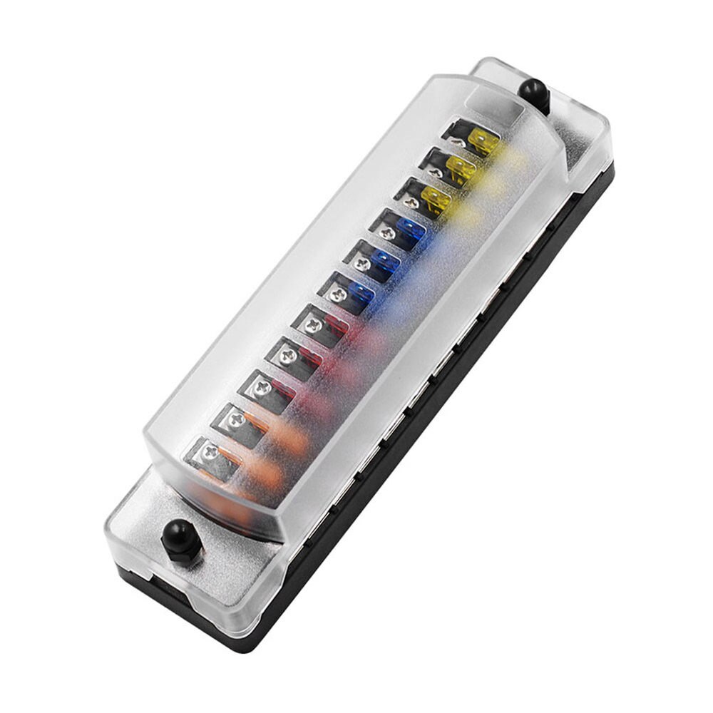 1pc 12 Way Fuse Box Panel Mount Blades Fuse Holder with Protection Cover: Default Title