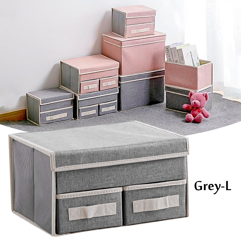 Lagerung Schublade nicht gewebte Faltbare Socken Lagerung Korb Behälter Schreibtisch Schrank Kosmetische Organizer für Unterwäsche Schmuck Schal Socken: L grau