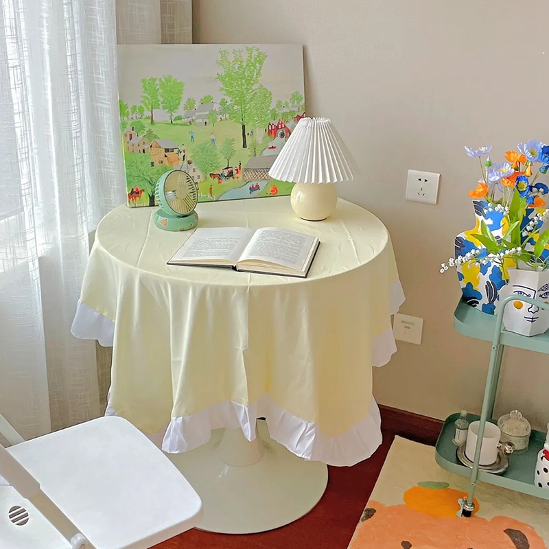 Retro Flower Print Tablecloth dining Table Cover INS Dining Desk Table Cloth with Lace Edge Party Banquet Tablecloths