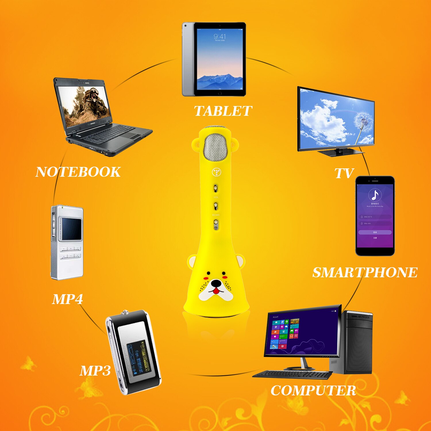 TOSING X3 sans fil BT karaoké Microphone pour enfants d'anniversaire haut-parleur lecteur de poche chantant filles et garçons