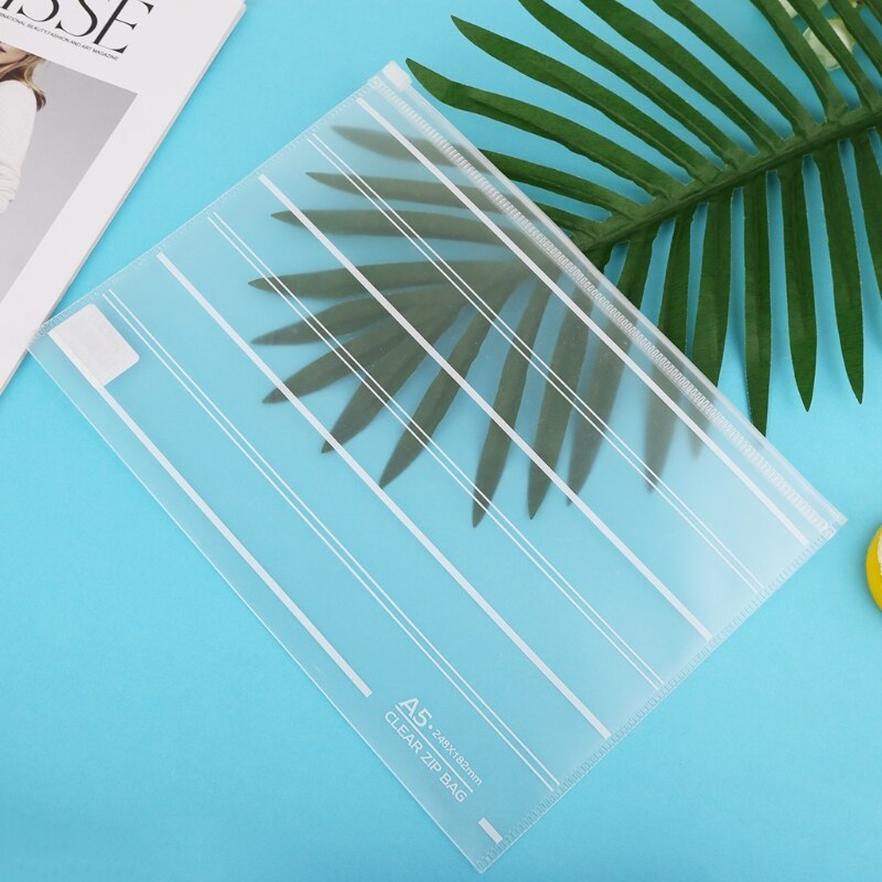 PVC A4 A5 Clear Transparent Plastic Waterproof Stationery Case Zipper Bag Pouch 24BB
