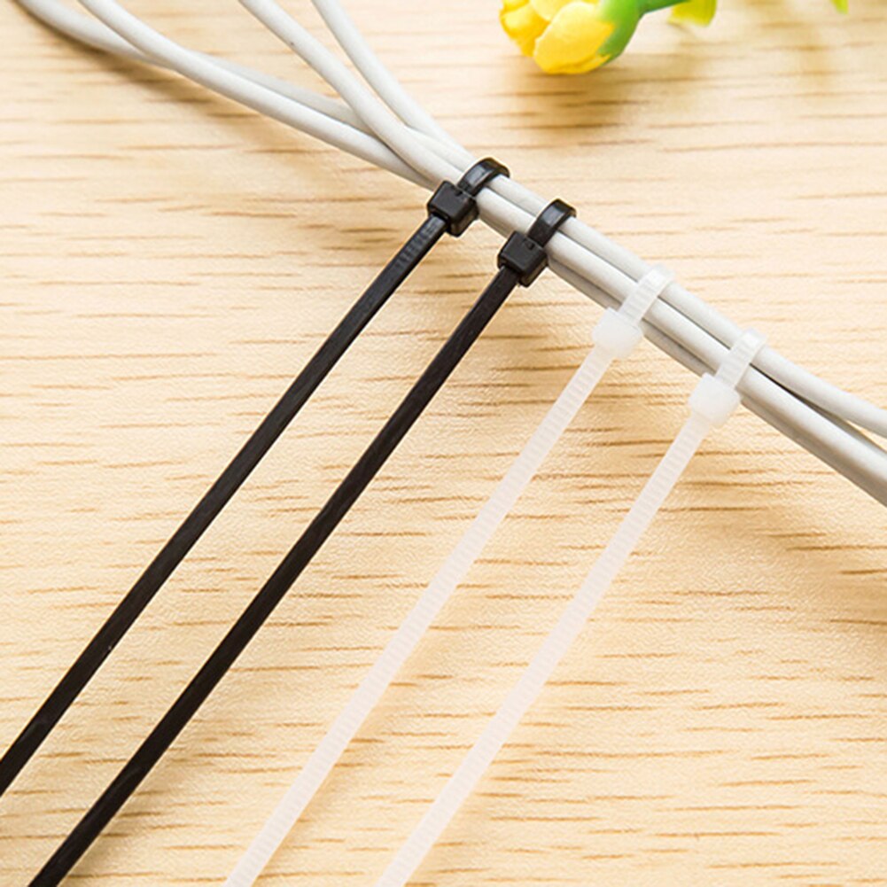 100pcs Assorted Self-Locking Nylon Cable Ties Plastic Wires Wrap Zip Ties Plastic Zip Tie Loop Wire Wrap Zip Ties white 100pcs