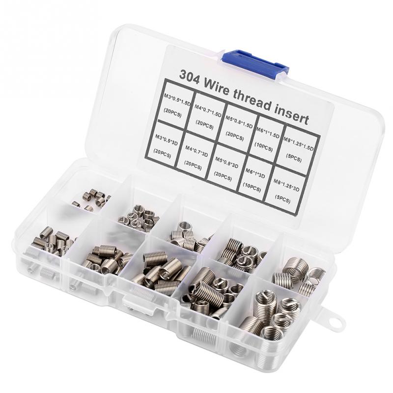 150 stks/set M3-M8 Draad Reparatie Insert Rvs Opgerolde Draad Inserts Spiraalvormige Schroefdraad Insert draad reparatie kit