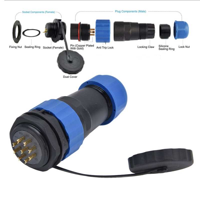 Industrial Socket 2000MΩ Insulation Resistance Waterproof Connector for Instrument