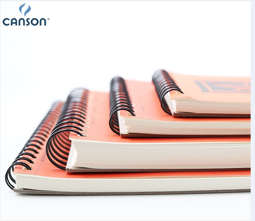 CANSON Sketch Book 90g XL Drawing Book 90g Orange Cover Coil 60 Pages A4 A5 Fine Grain Sketchbooks Acid-free Paper