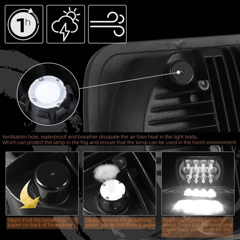 (par ) 210w 5 x 7 tommer 7 x 6 tommer projektor fjernlys led-forlygter med engleøjne drl til chevrolet jeep cherokee xj  h6054 h5