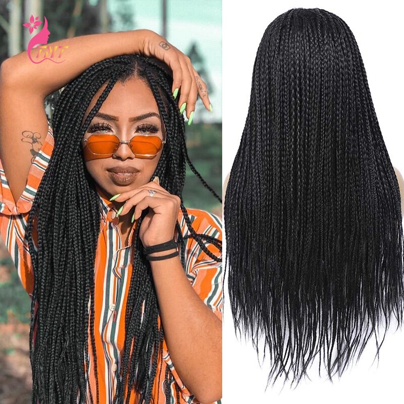 Long Straight Synthetic Box Braided Braids Wigs 26'' Synthetic Twist Braids Wigs For Afro Black Women: 1B