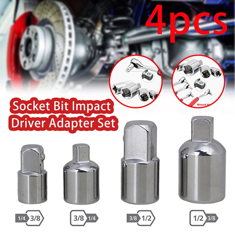 4pcs Socket Adapter Set Impact Driver Adapter 1/2 1/4 3/8 Inch Ratchet Wrench Socket Adapter Reducer Converter Set Tool