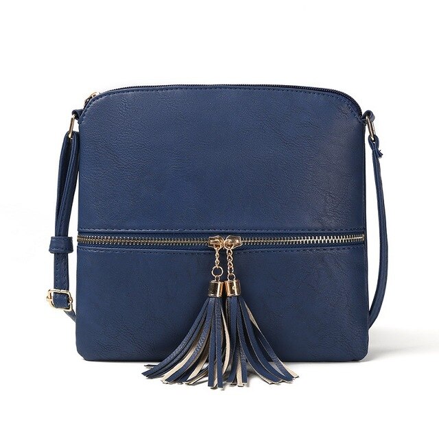 Yogodlns 2022 kvinder crossbody taske vintage messenger taske retro kvaster skuldertaske patchwork crossbody taske: Marine blå