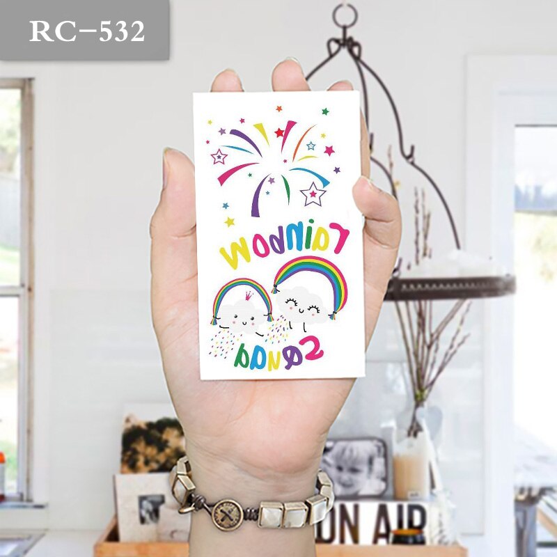 10x6cm tijdelijke weinig leuke regenboog smiley mode tattoo: RC-532