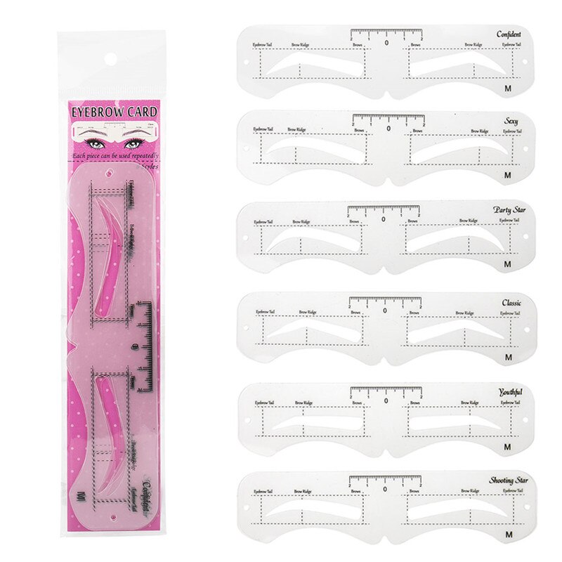 6Pcs/set Eyebrow Stencil Set Eye Brow DIY Drawing Guide Styling Shaping Grooming Template Card Easy Makeup Reusable