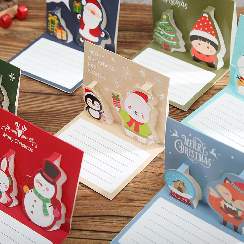Vrolijk Kerstfeest Sneeuwpop Zegen Kaarten 3D Cartoon Kids Mini Mooie Gelukkig Nieuwjaar Wenskaart Met Envelop Postcard Card
