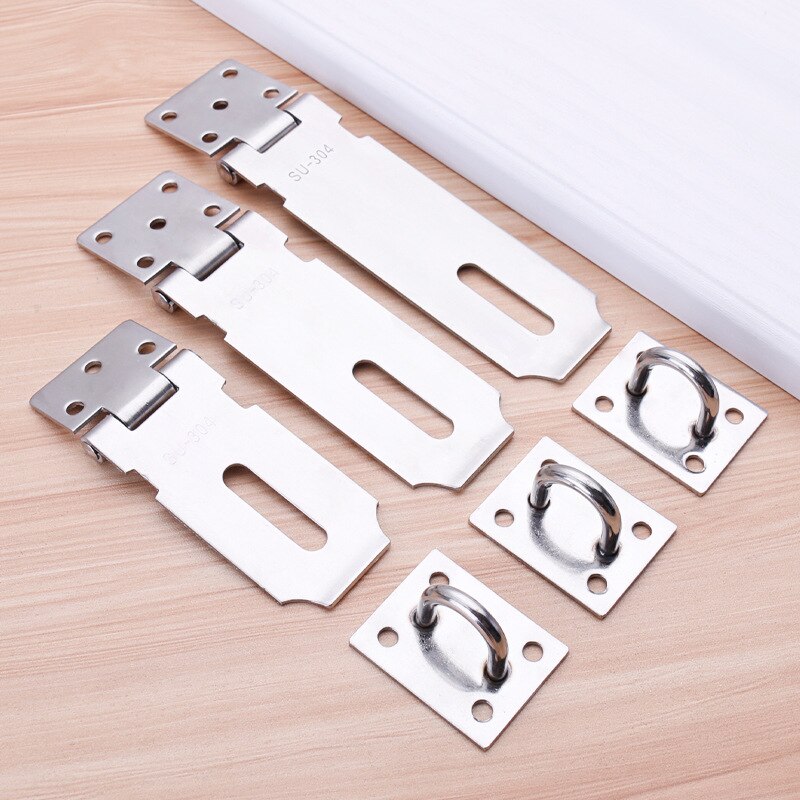 Stainless Steel Cabinet Hasp Padlock Latch Lock Door Hasp Lock Home Hotel Door Security Hardware Gym Locker Wooden Case