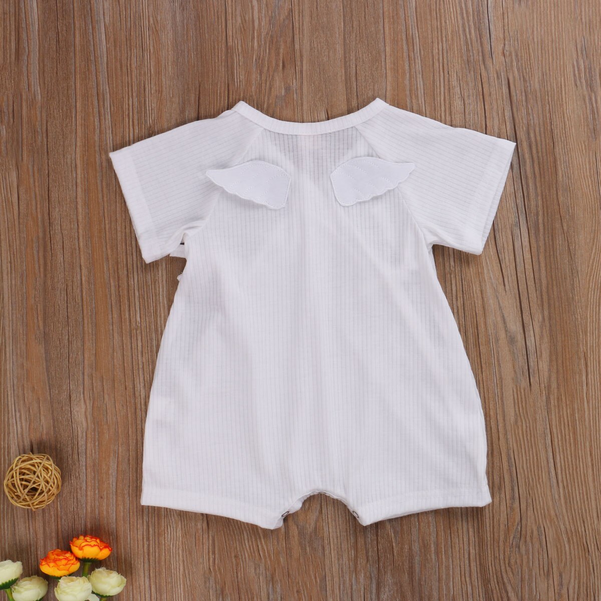 Baby Summer Clothing Children’s Infant Baby Girls Boy Wings Romper Short-sleeve Jumpsuit Solid V-neck Side Bandage Playsuit