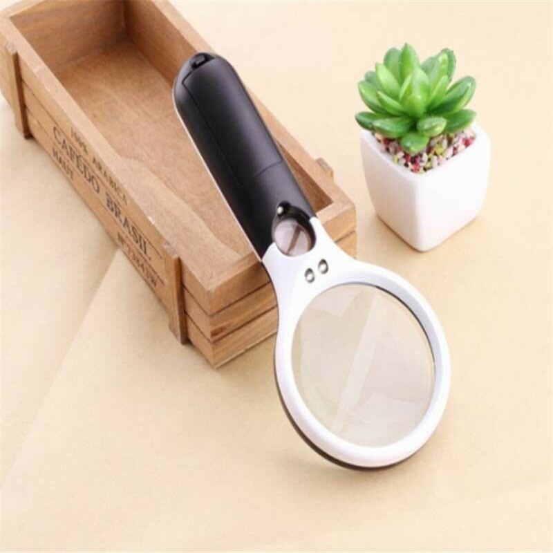 45X Hand held Reading Jewelry Magnifying Glass Illuminated Magnifier Microscope Lens Watch Loupe Magnifier With 3 LED Lamp Beads