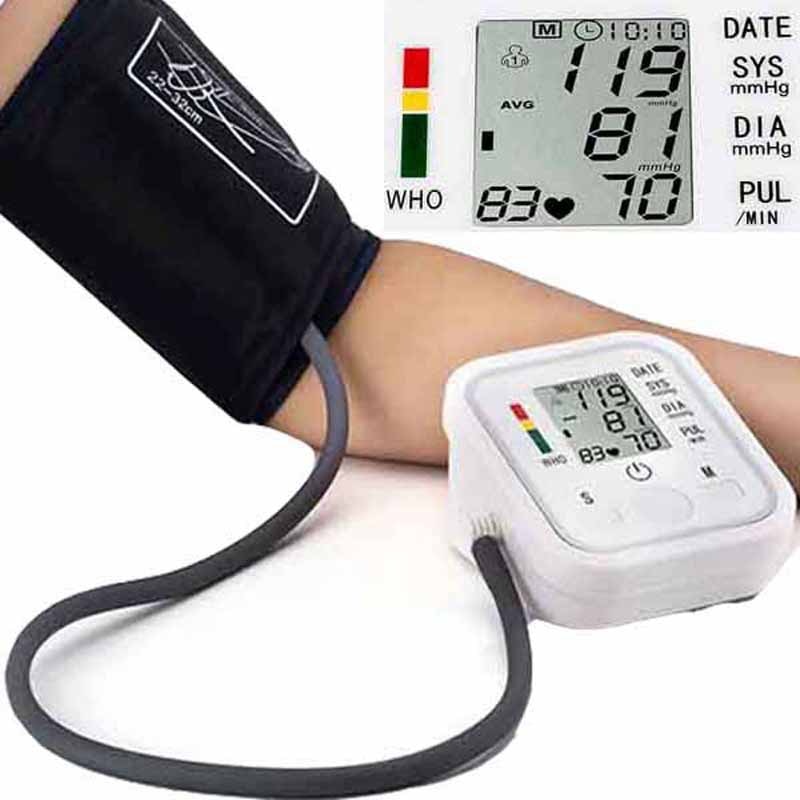 Digital Arm Blood Pressure Pulse Monitor Gauge Measuring Machine Meters LCD Automatic Uppere sphygmomanometer for heart nonvoice