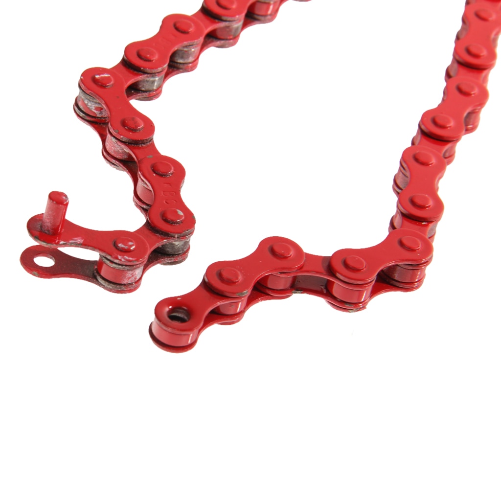 High Strength Steel Magic Button Chain Bike Chain Fixed Gear Track BMX Single Speed Chains 1/2' X 1/8' Red