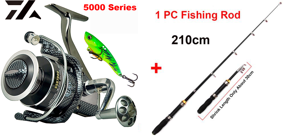 Full metall fiskesnelle spinnende hjul full metall håndtak fotsnelle høyhastighets baitcasting snelle: 5000 hjul og stang