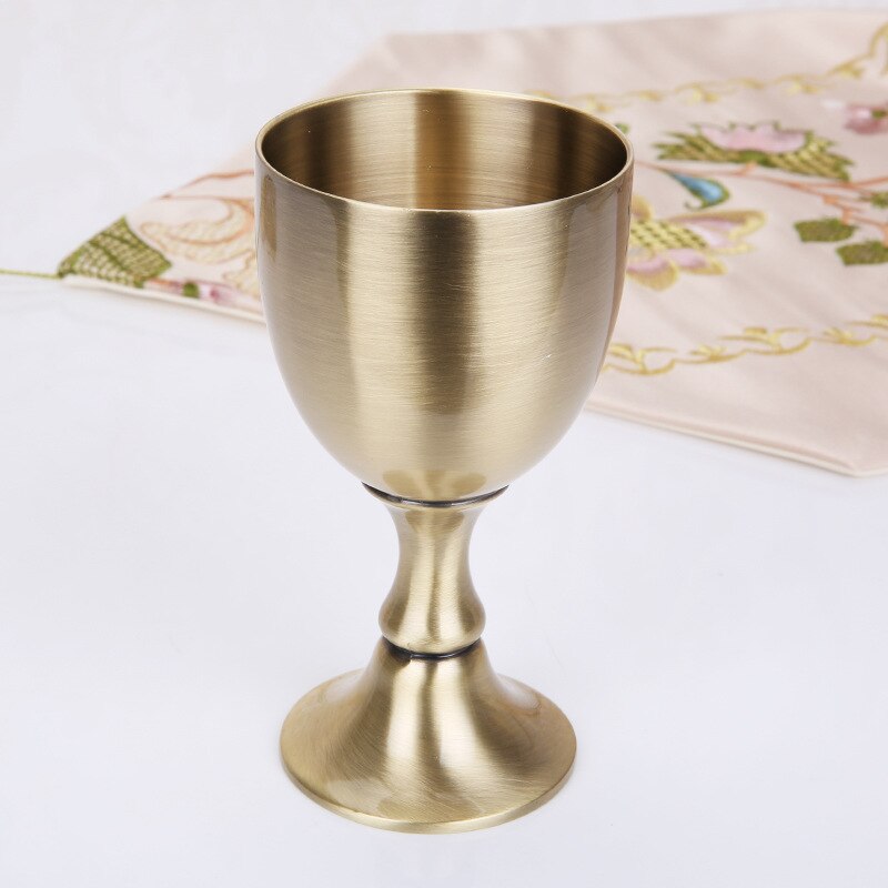 2 stks/partij Retro Witte Wijn Glas Bruiloft Glas Europese Antieke Metalen Hoge Voet Klassieke Groen Brons Zinklegering ZCF009