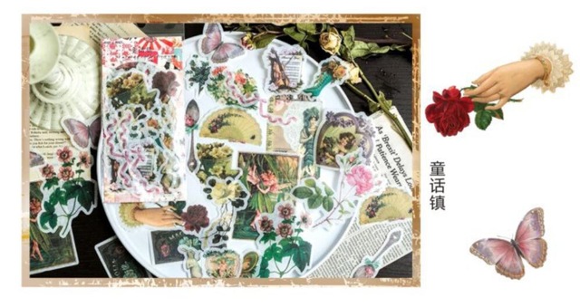 XINAHER-autocollant vintage fleurs washi, papier de décoration vintage, étiquette pour album, décoration pour journal intime, DIY bricolage, 60 pièces/lot: plum