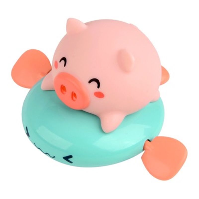 Funny Pigs On Fish Nose Sprays Water Novelty Bath Toy Pool For Baby Shower Clockwork Dabbling Toys Kids Play Water Bath Time