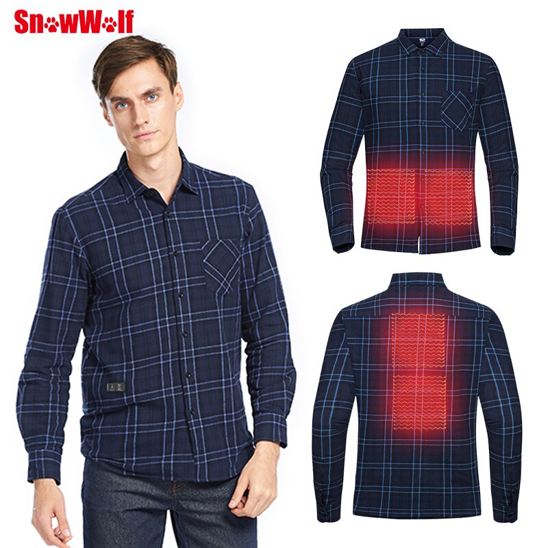 Camisa a cuadros calefactada para hombre, camisa con calefacción infrarroja para senderismo por USB al aire libre, Camping, invierno, 2022