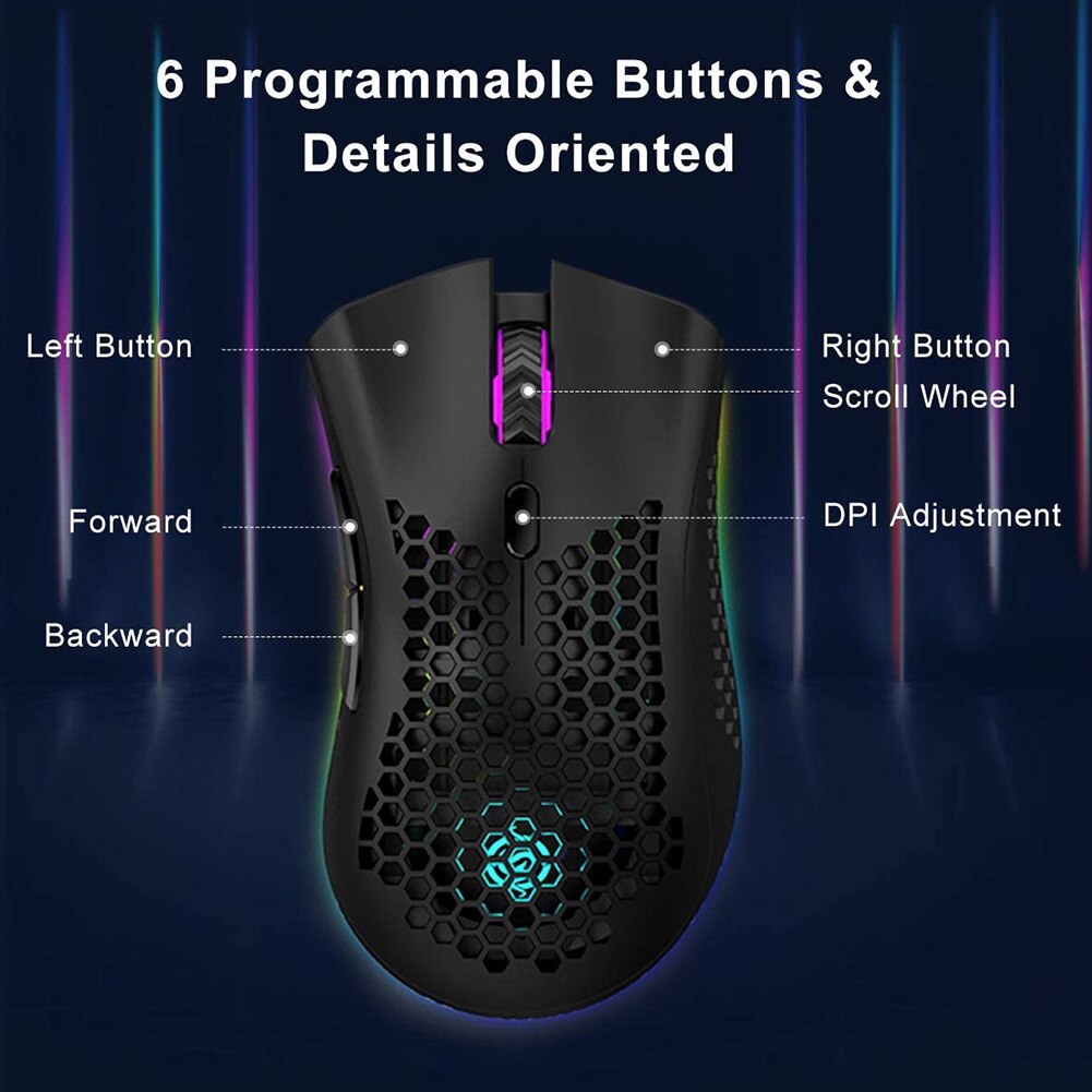Hollowed 6 Buttons Ergonomic 2.4GHz Mice Wireless Computer Mouse Laptop Desktop Computer Mouses