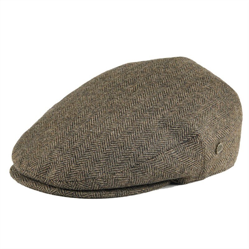 VOBOOM – casquette plate à chevrons, 50% laine Tweed, chapeau de taxi, NewsboyCap Bunnet Paddy Dai, coupe-fromage, chapeaux de conduite: Kaki / 6 1/2