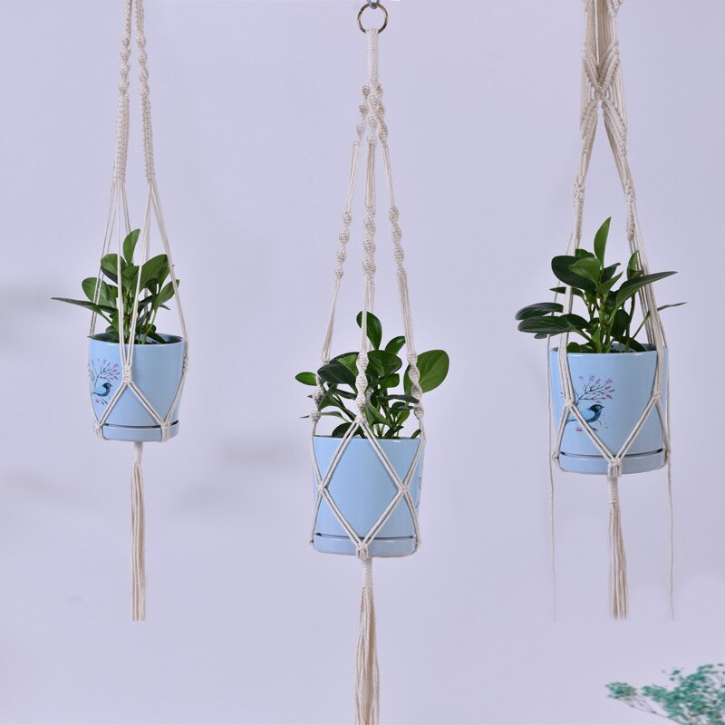 Vintage Hanging Flowerpot Net 100% Cotton Handmade Hanging Baskets Macrame Plant Hangers Flowerpot Holder Basket Home Decor