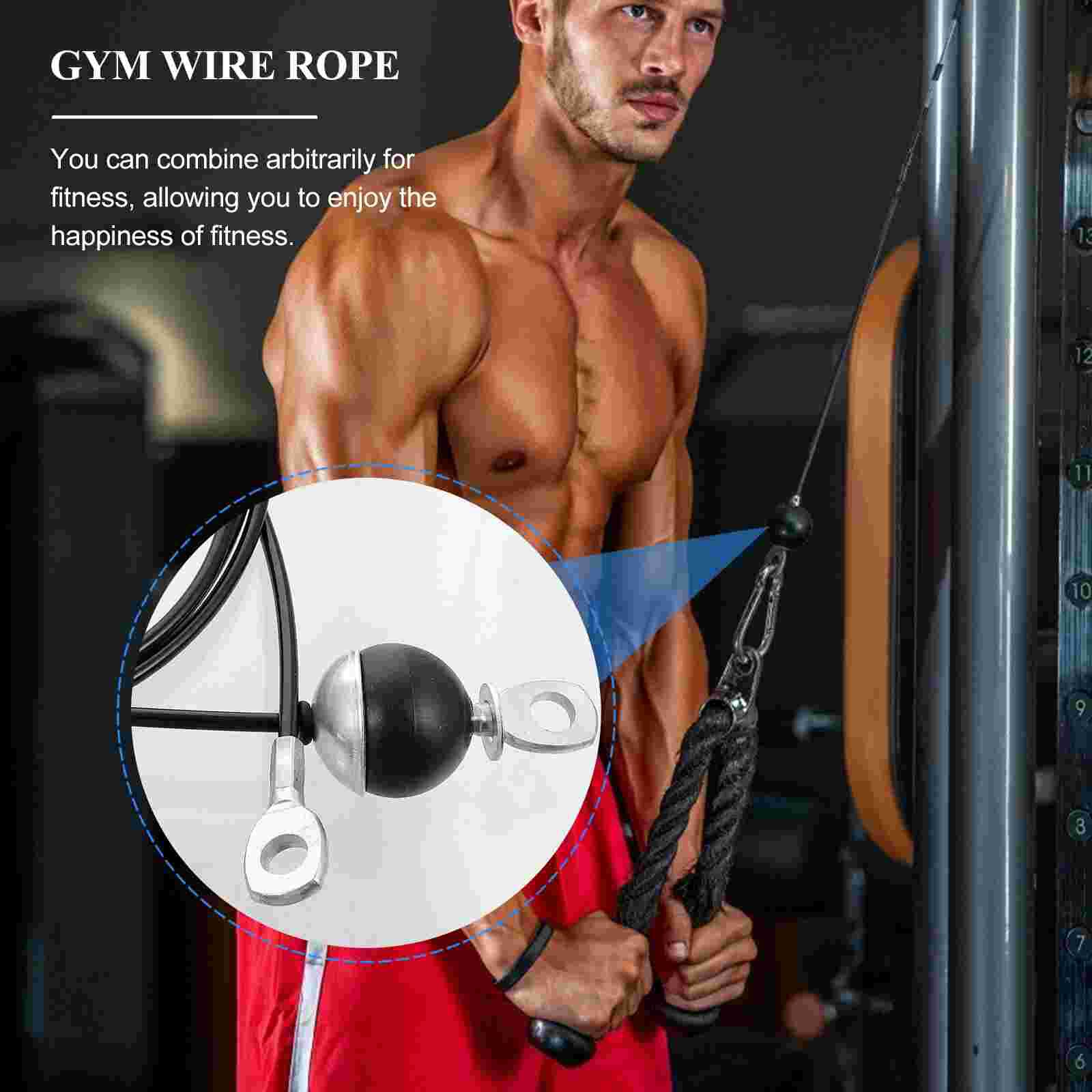 1pc fitness pulley ropes for diy home gym equipment, fitness steel wire (black)