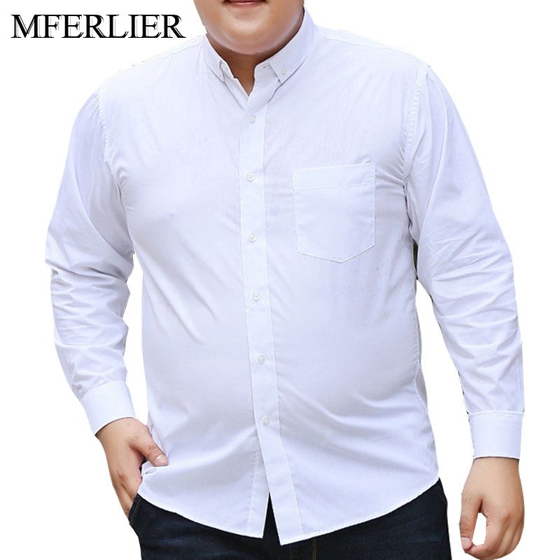 Herfst lente heren overhemd 5xl 6xl 7xl 8xl 9xl 10xl buste 165cm lange mouw plus size overhemd heren wit kleur