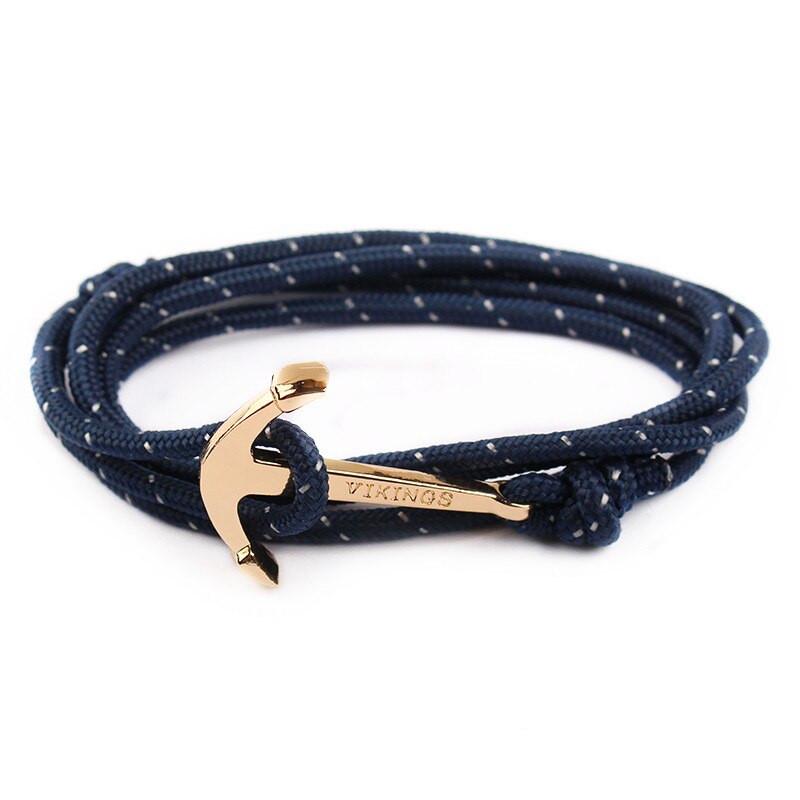Retro Vikings Bracelet For Men Women Popular Male Multilayer Wrap Bangle Gold Color Handmade Anchor Bracelets SL017: 15