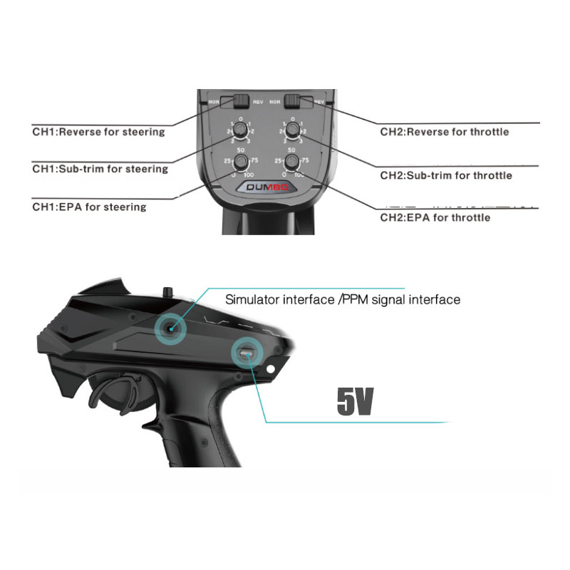 DumboRC X6 RC Transmitter 2.4G 6CH with X6FG / X6F Gyro Receiver Remote Control for Rc Car Boat Tank RC Vehicle Model Toy Parts