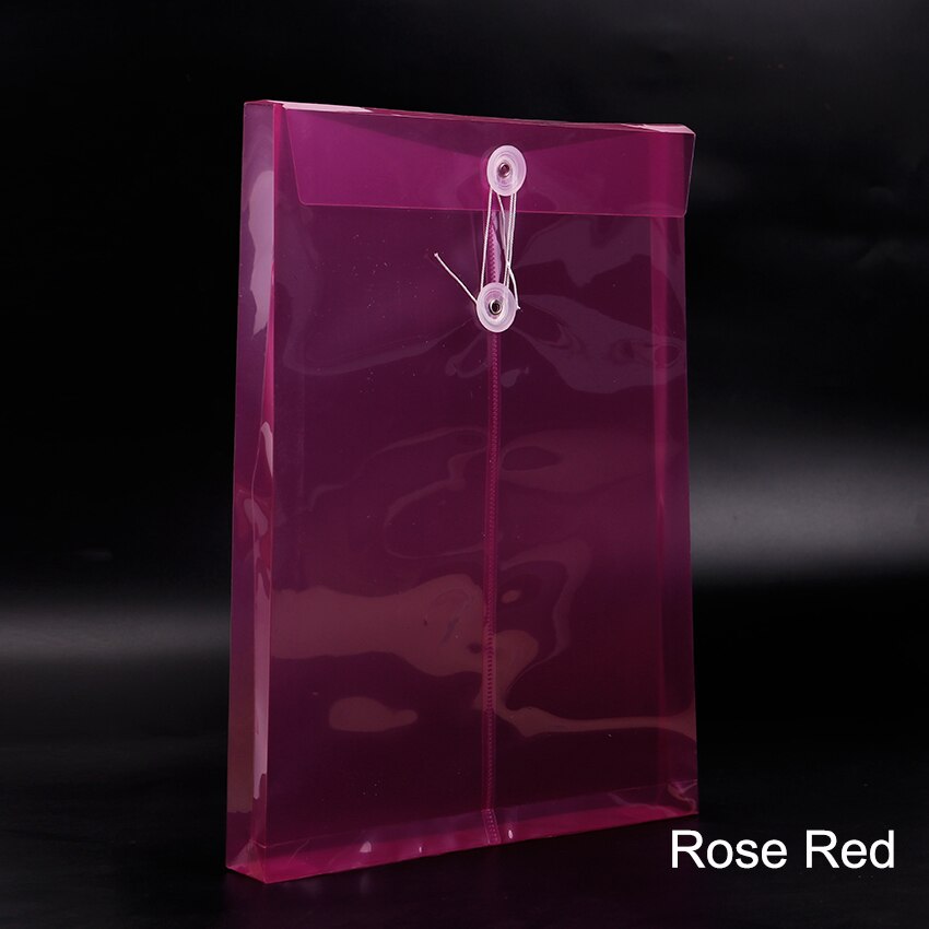 1pc  a4 kontor fil taske knap lukning mappe taske gennemsigtig plast mappe kontor papirvarer levering: Rosenrød