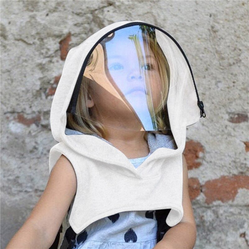 Babymasker met volledig gezicht, muts, muts, transparante sjaal, unisex muts, wintersjaal, warme, unisex anti-stofmasker met volledig gezicht: Wit
