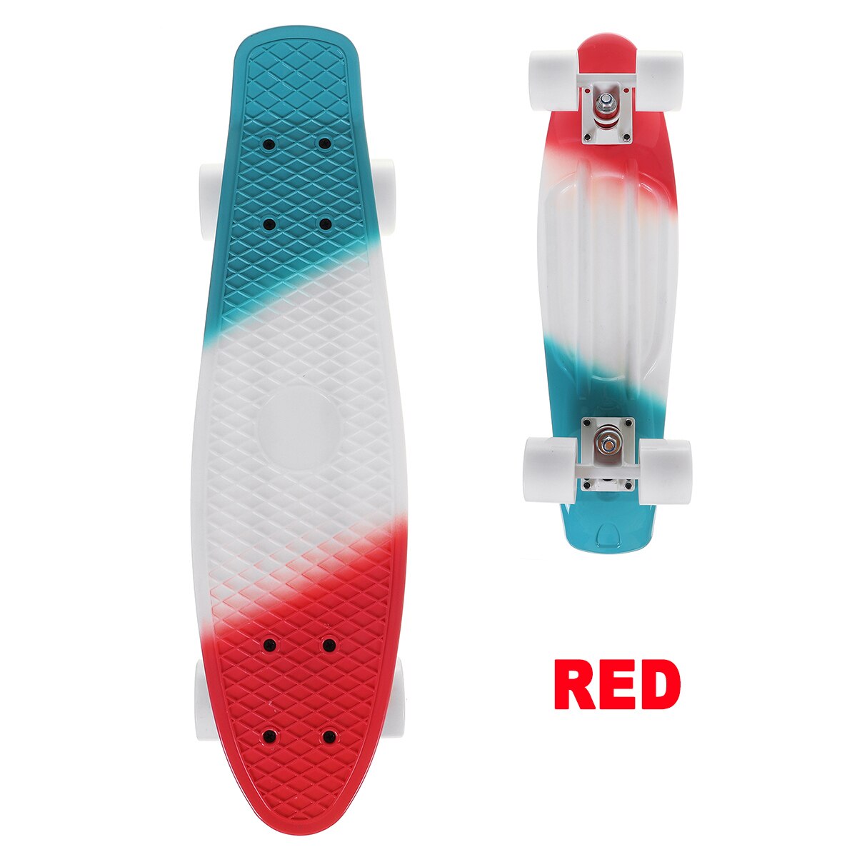 22Inch 4 Kleuren Plastic Mini Cruiser Skate Board Vis Board Kinderen Scooter Longboard Skateboards Retro Longboard Board Wiel: Red