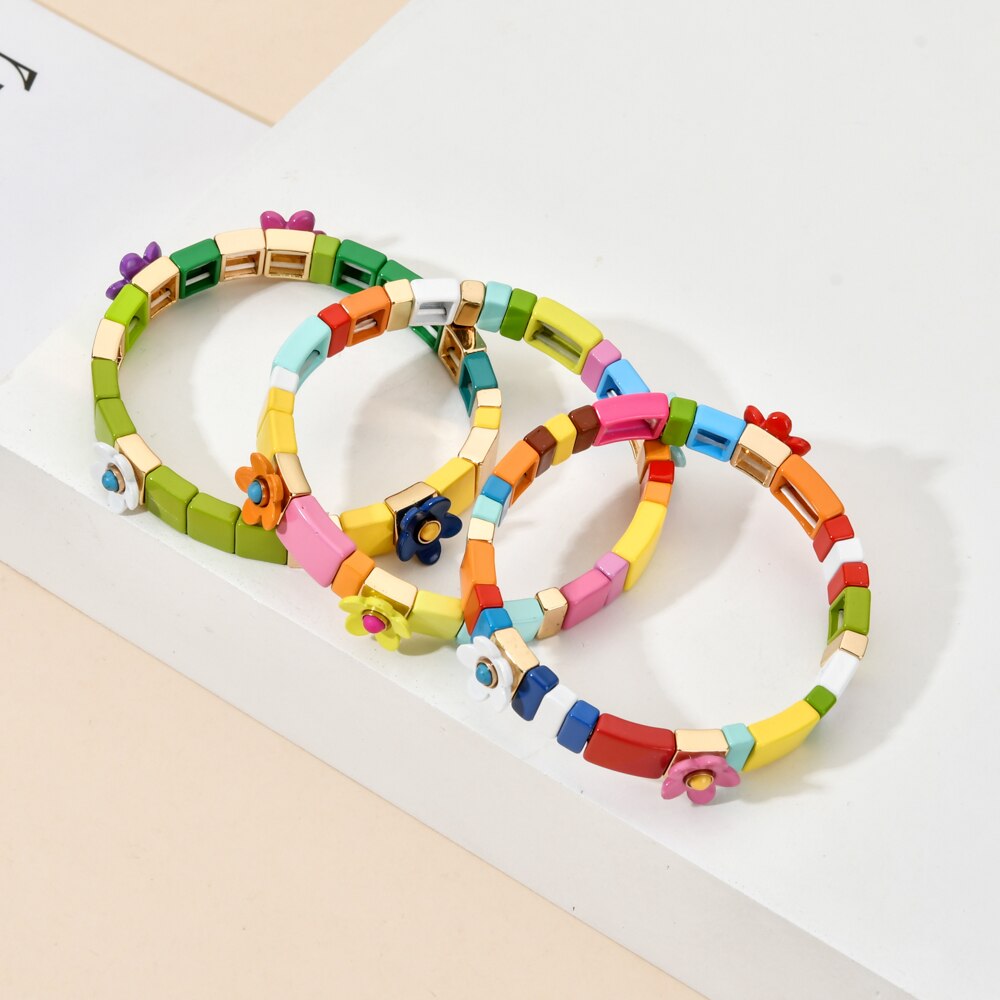 Bloem Stretch Brede Armband Vrouwen Lente Leuke Manchet Mode Bruiloft Bruids Sieraden Kleur Huis Tuin Femme Kersenbloesem