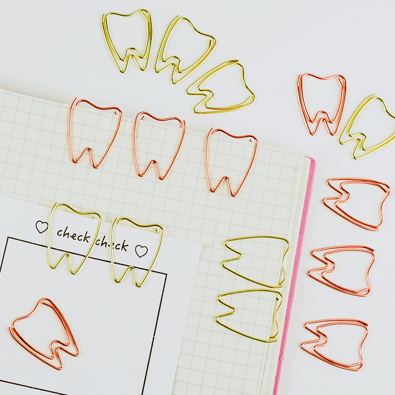 Zahnform Büroklammer Zahn Büroklammer Goldene Memo Clip Gebogene Nadel Stift Niedliche Lesezeichen Zahnförmige Büroklammern